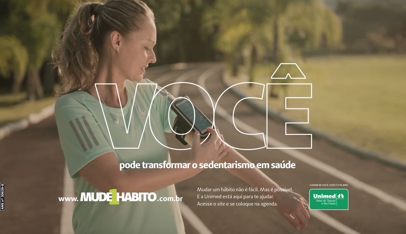 M1H Mude 1 hábito Unimed foto peça mulher anuncio digital agencia toyz propaganda unimed plano de saude brasil rio grande do sul
