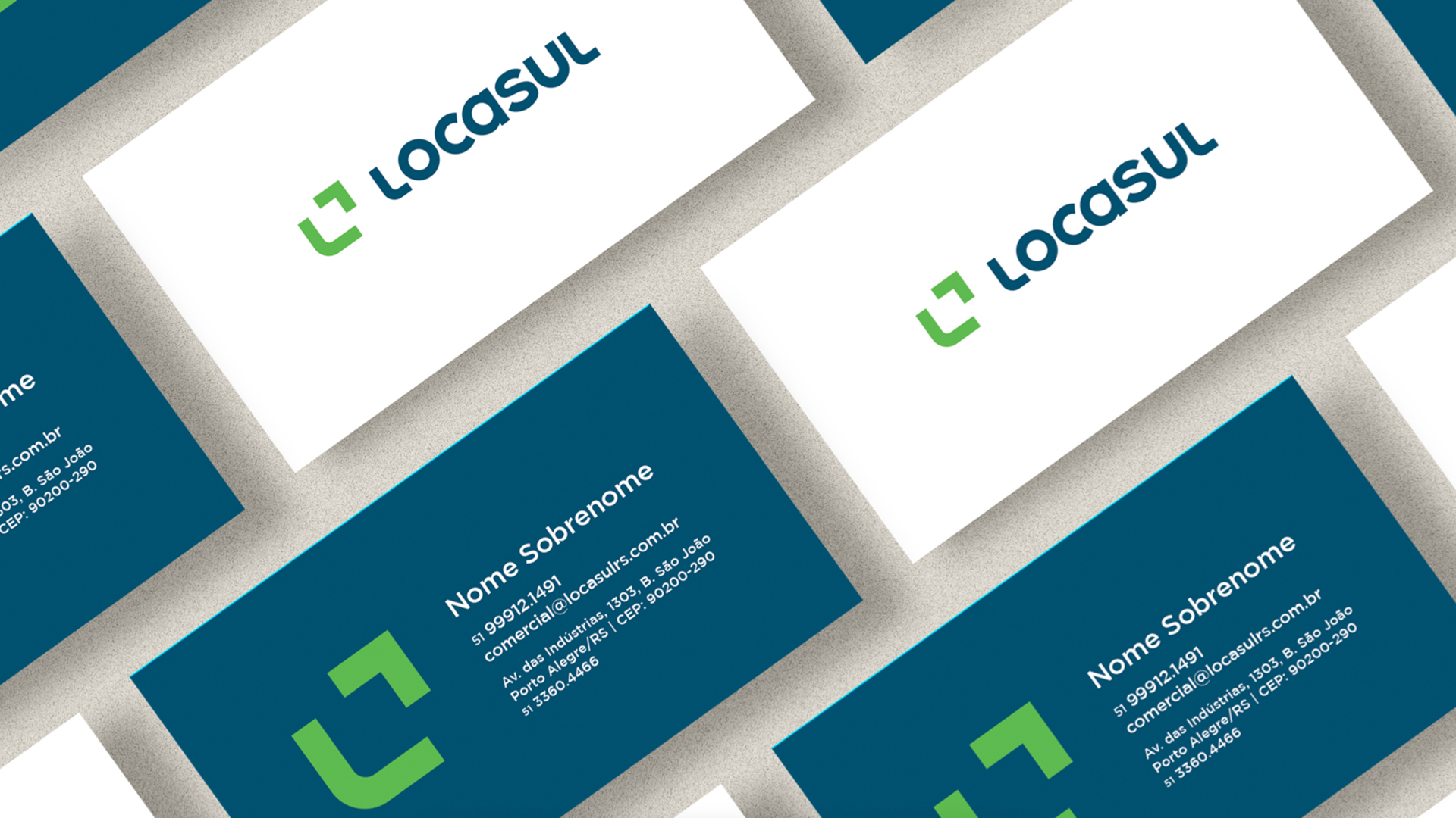 locasul branding card cartao cores padrao marca novo layout design linguagem visual publicidade marketing encantado porto alegre locadora sul pais brasil